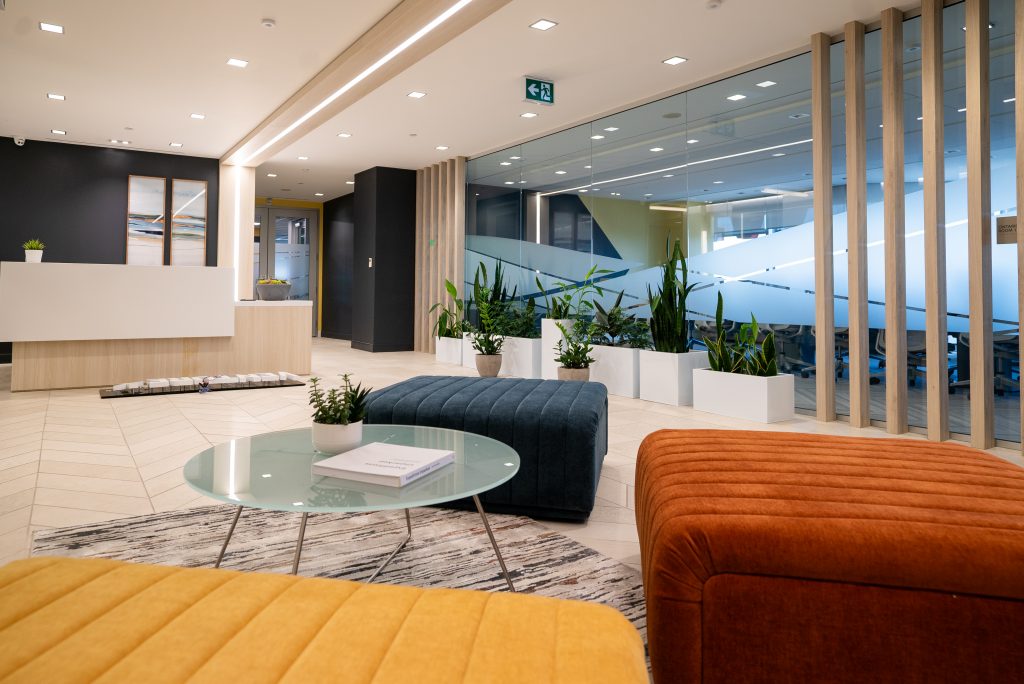The Luxurious Lobby at Venture X Canada's Central Parkway Office in Mississauga